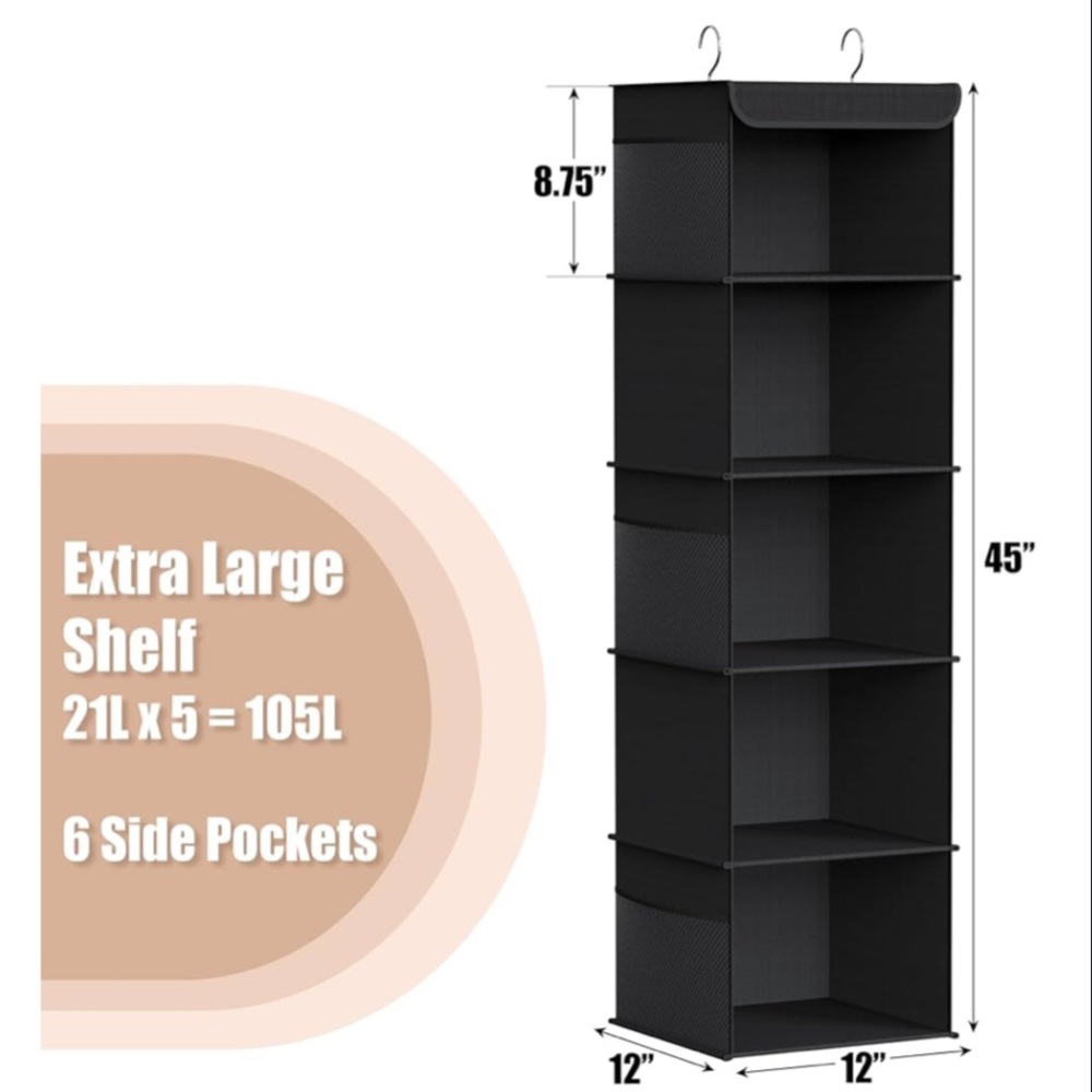 5 Shelf Hanging Closet Organizer